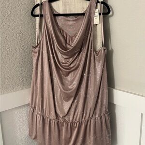 Very Pretty! Lane Bryant Mauve Light Pink Sparkle Cowl Neck Tank Size 26/28 NWT!